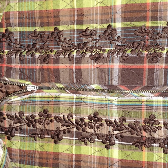 Christopher & Banks Women's Quilted Vest Large Plaid and Floral Pattern - Picture 2 of 9